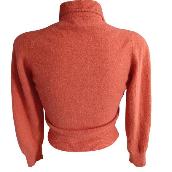 Vintage Women's Small Sweater Angora Lambs Wool Orange Cardigan 1950's Sock Hop - Picture 5 of 10